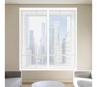 Moustiquaire Fenêtre Sans Perçage 70 x 75 cm Aimants Puissants Fermeture Moustiquaire Fenetre Sans Perçage Amovible, Facile à Installer pour Balcon, Chambre et Salon, Blanc