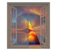 Moustiquaire Fenêtre Sans Perçage 70 x 75 cm Installation Facile Sans Percer Rideau Porte Anti Insectes pour Fenêtre Empêche Les Insectes, Gris