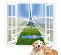 Moustiquaire Fenêtre Sans Perçage 87 x 134 cm Joint Magnétique de Haut en Bas avec Fermeture Automatique Moustiquaire de Balcon pour Les Fenêtre de Multi Types, Blanc