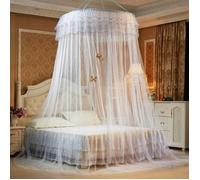 Moustiquaire - Grande Ciel de Lit - Anti-Moustiques - Kit de Suspension - Polyester Blanc