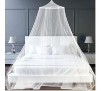Moustiquaire Lit 2 Personnes Blanc avec Anneau Métal - Voile Anti Insectes Suspendu Chambre Double Adulte
