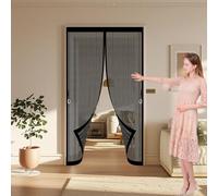 Moustiquaire Magnétique 100 x 150 cm Fermeture Automatique, Perçage Maille Ultra Fine, Aimants Plus Forts, Installation Adhésive Moustiquaires Ementer Aimanté pour Couloirs, Portes, Noir
