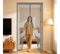 Moustiquaire Magnétique 170 x 196 cm Fermeture Automatique Aimantée, Sans Perçage Moustiquaire Porte Magnétique sur Mesure de Porte pour Balcon, Terrasse, Gris