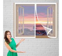 Moustiquaire Magnétique 72 x 100 cm Sans Outil Installation Facile Mosquito Window Magnétique Empêche de Passer Les Moustiques, for Window and Door, Blanc
