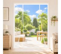 Moustiquaire Magnétique Double Porte 240x260cm Installation Facile Sans Perçage Mains Libres et Pliable pour Porte de Garage Balcon Terrasse Blanc