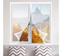 Moustiquaire Magnétique Fenêtre 125 x 160 cm Automatiquementfermé, Sans Percer Filet Anti Insectes Sans Espace, Amovible, Facile à Installer pour Balcon, Chambre et Salon, Blanc