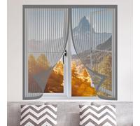 Moustiquaire Magnétique Fenêtre 125 x 160 cm Automatiquementfermé, Sans Percer Filet Anti Insectes Sans Espace, Amovible, Facile à Installer pour Balcon, Chambre et Salon, Gris