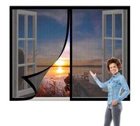 Moustiquaire Magnetique Fenetre 140 x 155 cm Automatiquementfermé, Sans Percer Rideaux Anti Mouche Amovible, Facile à Installer pour Balcon, Chambre et Salon, Noir