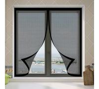 Moustiquaire Magnétique Fenêtre 145 x 170 cm Automatiquementfermé, Sans Percer Moustiquaire Fenetre Magnetique sur Mesure Installation Facile Adaptée à Toutes Fenêtres, Noir