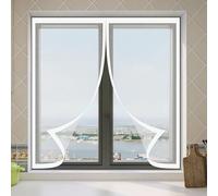 Moustiquaire Magnétique Fenêtre 145 x 70 cm Automatiquementfermé, Sans Percer Moustiquaire Fenetre Magnetique sur Mesure Installation Facile Adaptée à Toutes Fenêtres, Blanc