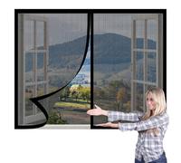 Moustiquaire Magnetique Fenetre 50 x 130 cm Perçage Maille Ultra Fine Fermeture Automatique Rideau Porte Installation Facile pour Chambre, Couloirs, Porte Patio, Noir
