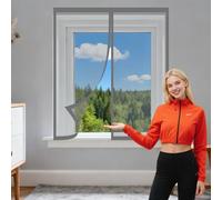 Moustiquaire Magnétique Fenêtre 70 x 130 cm Aimants Puissants Fermeture Moustiquaire Porte Fenêtre Magnétique Amovible, Facile à Installer pour Balcon, Chambre et Salon, Gris