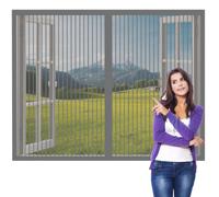 Moustiquaire Magnétique Fenêtre 70 x 130 cm Aimants Puissants Fermeture Moustiquaire pour Fenetre Sans Espace, Amovible, Facile à Installer Adaptée à Toutes Fenêtres, Gris