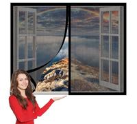 Moustiquaire Magnétique Fenêtre 70 x 145 cm Aimants Puissants Fermeture Moustiquaire de Porte Ou Fenetre Magnetique Installation Facile pour Balcon, Chambre et Salon, Noir