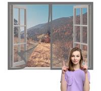 Moustiquaire Magnétique Fenêtre 70 x 145 cm Aimants Puissants Fermeture Moustiquaire pour Fenêtres Installation Facile pour Balcon, Chambre et Salon, Gris