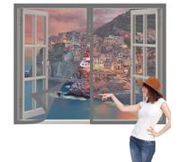 Moustiquaire Magnetique Fenetre 70 x 145 cm Aimants Puissants Fermeture Moustiquaire pour Fenêtres Sans Espace, Amovible, Facile à Installer Adaptée à Toutes Fenêtres, Gris