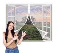 Moustiquaire Magnetique Fenetre 70 x 145 cm Aimants Puissants Fermeture Rideau Anti Moustique Porte Installation Facile pour Chambre, Couloirs, Porte Patio, Blanc