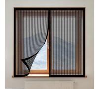 Moustiquaire Magnetique Fenetre 70 x 145 cm Perçage Maille Ultra Fine Anti Mosquito Auto Adhésif Rideau Amovible, Facile à Installer pour Balcon, Chambre et Salon, Noir