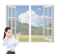Moustiquaire Magnétique Fenêtre 70 x 145 cm Perçage Maille Ultra Fine Moustiquaire Fenetre Magnetique sur Mesure Amovible, Facile à Installer Adaptée à Toutes Fenêtres, Blanc