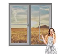 Moustiquaire Magnetique Fenetre 70 x 95 cm Perçage Maille Ultra Fine Toile Moustiquaire Adhésive pour Fenêtre Amovible, Facile à Installer pour Balcon, Chambre et Salon, Gris