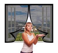 Moustiquaire Magnetique Fenetre 80 x 135 cm Aimants Puissants Fermeture Rideau de Porte Aimanté Anti Moustique Installation Facile pour Chambre, Couloirs, Porte Patio, Noir