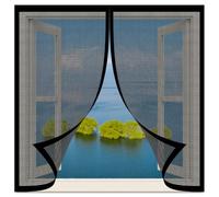 Moustiquaire Magnetique Fenetre 90 x 180 cm Aimants Puissants Fermeture Moustiquaire pour Fenêtres Amovible, Facile à Installer pour Balcon, Chambre et Salon, Noir