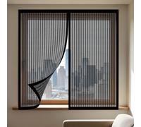 Moustiquaire Magnétique Fenêtre 90 x 180 cm Perçage Maille Ultra Fine Magnétique Moustiquaire Sans Espace, Amovible, Facile à Installer pour Balcon, Chambre et Salon, Noir
