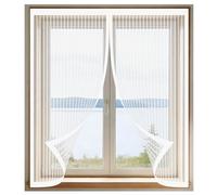 Moustiquaire Magnetique Fenetre 90 x 180 cm Perçage Maille Ultra Fine Rideaux Anti Mouche Sans Espace, Amovible, Facile à Installer Adaptée à Toutes Fenêtres, Blanc