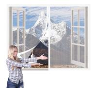 Moustiquaire Magnétique Fenêtre 95 x 145 cm Perçage Maille Ultra Fine Moustiquaire avec Aimants Installation Facile pour Balcon, Chambre et Salon, Blanc
