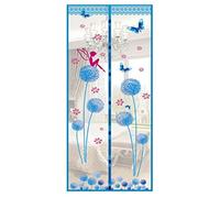 Moustiquaire magnétique mains libres en tulle pour fenêtre et porte, fini les moustiques ou les insectes (Pissenlit bleu)