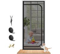 Moustiquaire Magnétique Porte - Animaux admis - Renforcée fermeture éclair 100x210cm - Chambre cuisine terrasse - Noir