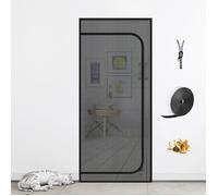 Moustiquaire Magnétique Porte - Animaux admis - Renforcée fermeture éclair 80x210cm - Chambre cuisine terrasse - Noir