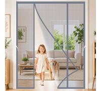 Moustiquaire Magnétique Porte de Patio 290x240cm Rideaux Anti Mouche avec Bandes Magnétiques Protection Contre les Insectes Facile à Installer Restez à l'écart des Moustiques Gris