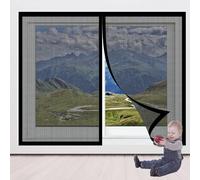 Moustiquaire Magnétique pour Fenêtre 137 x 114 cm Moustiquaire Fenetre Ajustable Facile à Installer Fermeture Automatique pour Baie Vitree Fenetre Coulissante, Noir