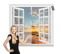 Moustiquaire Magnétique Pour Fenetre Blanc 130x160cm Moustiquaire fenetre magnetique Fermeture Automatique-Garde l'Air Frais à l'Intérieur pour Couloirs/Portes/Patio