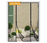 Moustiquaire magnétique pour porte, 158x206 cm, noire, sans perçage, protection contre les insectes, idéale pour les portes-fenêtres