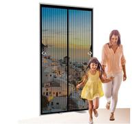 Moustiquaire Magnétique pour Porte 63 x 156 cm avec Ruban Adhésif, Puissants Aimants Magnétique Rideau Anti Moustique, Facile à Installer Compagnie et Aux Enfants, Noir
