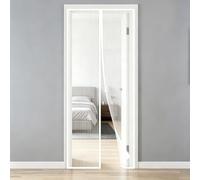 Moustiquaire Magnétique pour Porte 66 x 162 cm Joint Magnétique de Haut en Bas Rideau de Porte Antimoustique avec Ruban Adhésif pour Exterieur, Balcon, Blanc