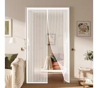 Moustiquaire Magnétique pour Porte 66 x 219 cm Antimoustique, Anti-Insectes, Puissants Aimants Rideaux Toile Insect Ecran Sans Perçage, Facile à Installer pour Couloirs, Portes, Patio, Blanc