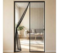 Moustiquaire Magnétique pour Porte 78 x 162 cm Joint Magnétique de Haut en Bas Moustiquaire Porte avec Ruban Adhésif pour Exterieur, Balcon, Noir
