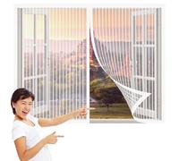 Moustiquaire Magnétique pour Porte Fenêtre 162 x 122 cm Moustiquaire Fenetre Ajustable Anti Insecte Pliable pour Salon Fenêtre Balcon, Blanc