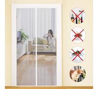 Moustiquaire magnétique pour porte-fenêtre, 65 x 200 cm, protection contre les insectes, blanche, sans perçage