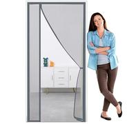 Moustiquaire magnétique pour portes - 90x215 cm - Filet super résistant - Moustiquaire magnétique empêchant les insectes d'entrer - pour portes en bois - fer - aluminium,gris