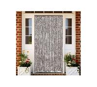 vidaXL Moustiquaire Rideau d'Insectes de Porte Rideau Contre Mouches Moustiques Caravane Extérieur Marron et Blanc 90x220 cm Chenille