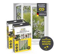 EASYmaxx Moustiquaire de fenêtre avec protection contre le pollen & Magic Click | Peut être découpée pour des fenêtres jusqu'à 150x130cm | Montage facile avec 12 aimants - pas de perçage [2 Pièces]
