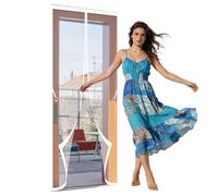 Moustiquaire Porte 115 x 278 cm Fermeture Automatique Rideau Magnétique Anti Insectes Sans Perçage, Fermeture Automatique pour Balcon, Cave et Terrasse, Blanc