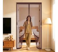 Moustiquaire Porte 120 x 230 cm Puissants Aimants, Maintient L'Air Frais à L'Intérieur Moustiquaire Porte Magnétique sur Mesure de pour Balcon, Chambre, Marron