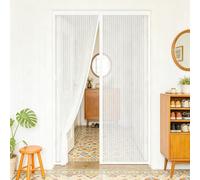 Moustiquaire Porte 150 x 162 cm Différentes Tailles, Uissants Aimants, Fermeture Automatique, Sans Perçage Magnétique Moustiquaire pour Porte Rideau Couloirs Patio, Blanc