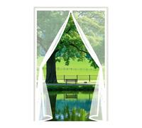 Moustiquaire Porte 230 x 250 cm Anti Mouches et Insectes, Fermeture à Scratch, Sans Perçage, Puissants Aimants, Moustiquaire Baie Vitrée Coulissante pour Fenêtres Porte, Blanc