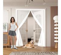 Moustiquaire Porte 230 x 250 cm Anti Mouches et Insectes, Fermeture à Scratch, Sans Perçage, Puissants Aimants, Rideau Aimanté, Moustiquaire Aimantée pour Fenêtres Porte, Blanc